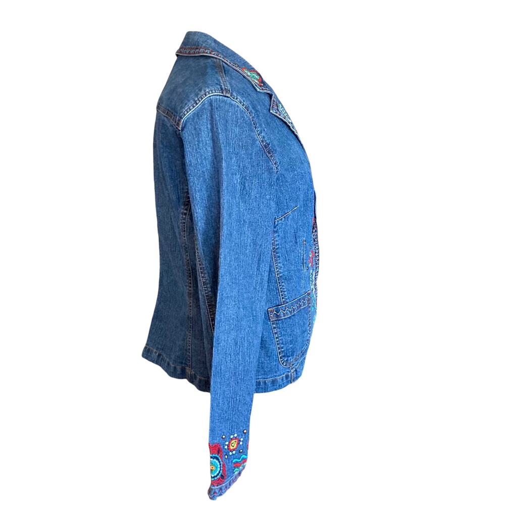 Ruby Rd. Blue Embroidered Denim Jacket - Picture 3 of 11